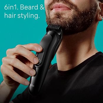 Braun MGK 3410 6 in 1 Style Kit 3 Beard, Hair Grooming. With 50min runtime, With 5 extra Curated Tools for Beard Clipping, Precision Shaving, and Hair clipping