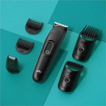 Braun MGK 3410 6 in 1 Style Kit 3 Beard, Hair Grooming. With 50min runtime, With 5 extra Curated Tools for Beard Clipping, Precision Shaving, and Hair clipping