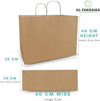 Al FAKHAMA 15 Pcs Large Paper Bag Brown Twisted Handle Paper Party Bags Hen Party Bags Kraft Paper Bag Bride Birthday Gift Bag Wedding Celebrations Bags For Party Favour (40x20x40cm) - Pack Of 15