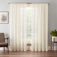 Eclipse Chelsea Modern Sheer Voile Light Filtering Rod Pocket Window Curtain for Bedroom or Living Room 1 Panel - 52 Inch x 63 Inch - Ivory