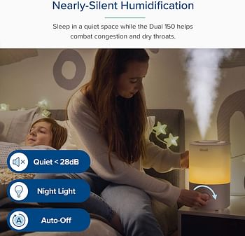 LEVOIT 3L Humidifiers for Bedroom Baby Room with Night Light, Cool Mist Humidifier for Home, Office & Plant, Auto-Off, Up to 25H for 27 ㎡, Quiet Operation with 360° Rotation Nozzle- 2 Filter Sponge