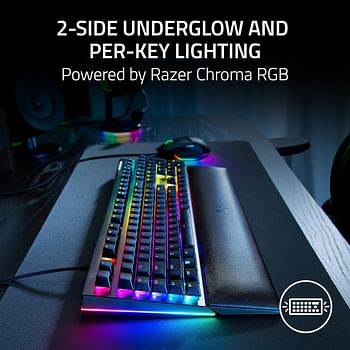 Razer BlackWidow V4 Mechanical Gaming Keyboard, Yellow Switches Linear & Silent, Chroma RGB, 6 Dedicated Macro Keys, Magnetic Wrist Rest, Doubleshot ABS Keycaps - Black