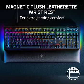 Razer BlackWidow V4 Mechanical Gaming Keyboard, Yellow Switches Linear & Silent, Chroma RGB, 6 Dedicated Macro Keys, Magnetic Wrist Rest, Doubleshot ABS Keycaps - Black