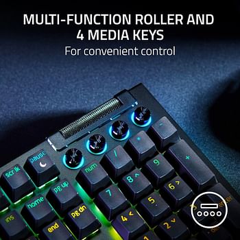 Razer BlackWidow V4 Mechanical Gaming Keyboard, Yellow Switches Linear & Silent, Chroma RGB, 6 Dedicated Macro Keys, Magnetic Wrist Rest, Doubleshot ABS Keycaps - Black