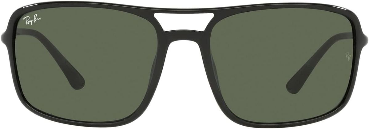 Ray-Ban Rb4375 Rectangular Sunglasses - Black, Dark Green