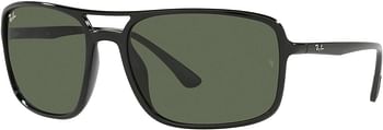 Ray-Ban Rb4375 Rectangular Sunglasses - Black, Dark Green