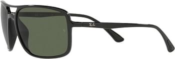 Ray-Ban Rb4375 Rectangular Sunglasses - Black, Dark Green