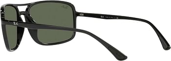 Ray-Ban Rb4375 Rectangular Sunglasses - Black, Dark Green