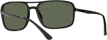 Ray-Ban Rb4375 Rectangular Sunglasses - Black, Dark Green