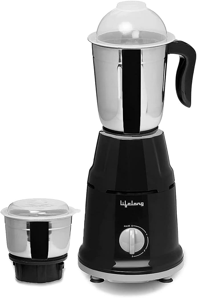 Lifelong Mixer Grinder for Kitchen - 2 Jars 500 Watt - Mixie with Mini Jar for Chutney & Liquidizing Jar used as Wet Grinder & Blender for Milkshake, Smoothie, Puree -Stainless Steel Blades (LLMG93)