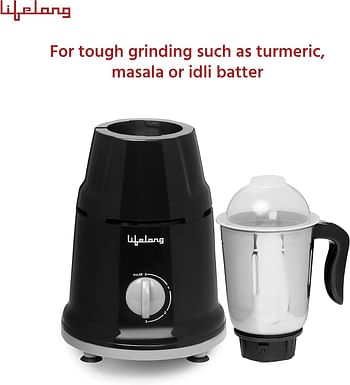 Lifelong Mixer Grinder for Kitchen - 2 Jars 500 Watt - Mixie with Mini Jar for Chutney & Liquidizing Jar used as Wet Grinder & Blender for Milkshake, Smoothie, Puree -Stainless Steel Blades (LLMG93)