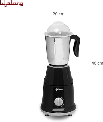 Lifelong Mixer Grinder for Kitchen - 2 Jars 500 Watt - Mixie with Mini Jar for Chutney & Liquidizing Jar used as Wet Grinder & Blender for Milkshake, Smoothie, Puree -Stainless Steel Blades (LLMG93)