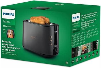 Philips 5000 Series Toaster 950W Auto Shut off Reheat Mode Bun Warming Rack HD265031 - Black / Copper