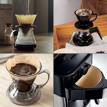 سكاي-تاتش فلتر قهوة من 200 قطعة، فلتر ورقي للقهوة V60 غير مبيض للاستعمال مرة واحدة لصب القهوة والتنقيط (2-4 اكواب)