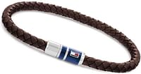 Tommy Hilfiger Men's Jewelry Braided Leather Bracelet Leather - Brown