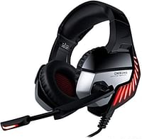 سماعات رأس سلكية للألعاب من اونيكوما K5 برو مع ميكروفون وضوء LED لأجهزة Xbox One وسماعات العاب احترافية (احمر)