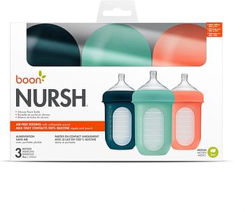 Boon® NURSH® Reusable Silicone Pouch Bottles - Mint,8oz ,(3pk)