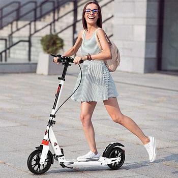 COOLBABY Adult Scooter with Dual Suspension, Hight-Adjustable Urban Scooter Folding Kick Scooter With Big Wheels For Teens Kids Age 12 Up