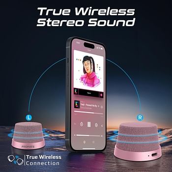 Promate Bluetooth Magnetic Base Speaker, 3W True Wireless Portable Speaker with HD Sound, 40mm Dynamic Drivers Long-Lasting 12H Playtime and Bluetooth V5.3 for iPhone 15 Galaxy S24 Punch Pink