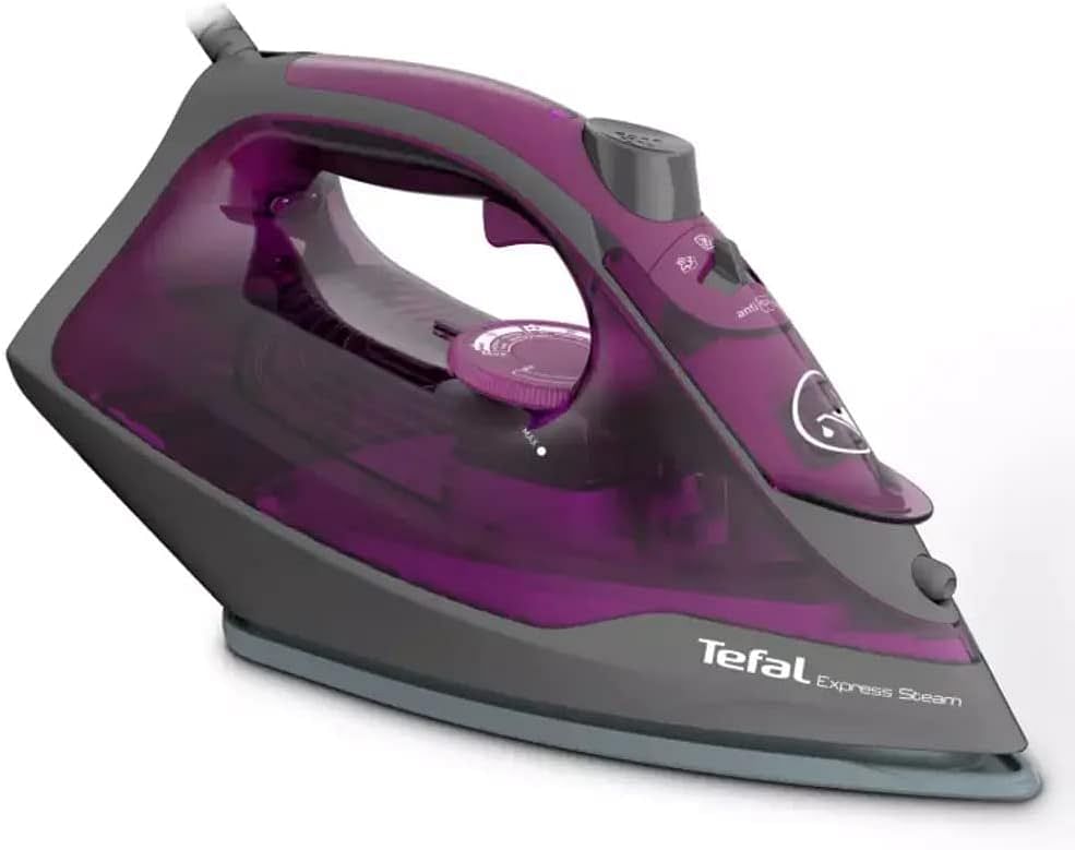 TEFAL FV2843M0 Steam Iron Express Steam Iron Steamer 2600 W 270 ml Anti-scale Ceramic Soleplate - Dark Purple