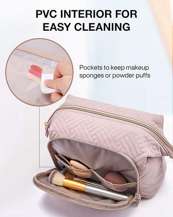 BAGSMART Toiletry Bag for Women Travel Makeup Bag Cosmetic Bag Make Up Organizer Case Resistant-Water Toiletries Accessories Travel - ​​​​​​​Pink