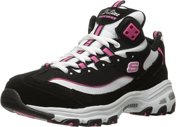 Skechers Sport Women's D'Lites Memory Foam Lace-up Sneaker 36 EU Wide - Black And White And Pink