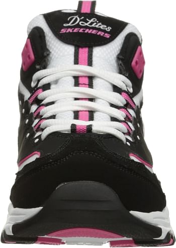 Skechers Sport Women's D'Lites Memory Foam Lace-up Sneaker 36 EU Wide - Black And White And Pink