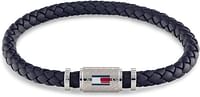 Tommy Hilfiger Bracelet Jewelry Men Stainless Steel and Leather - Navy
