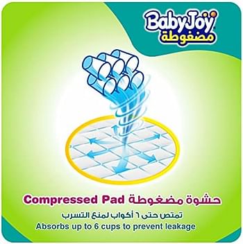 Babyjoy Compressed Diamond Pad, Size 4, Large - 10-18 Kg - Giant Box - 222 Diapers