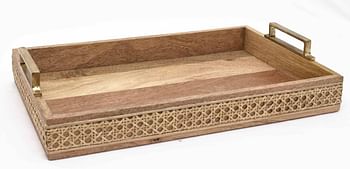 Ali Baba Cave Rattan Wooden Serving Tray 1298 - Light Brown