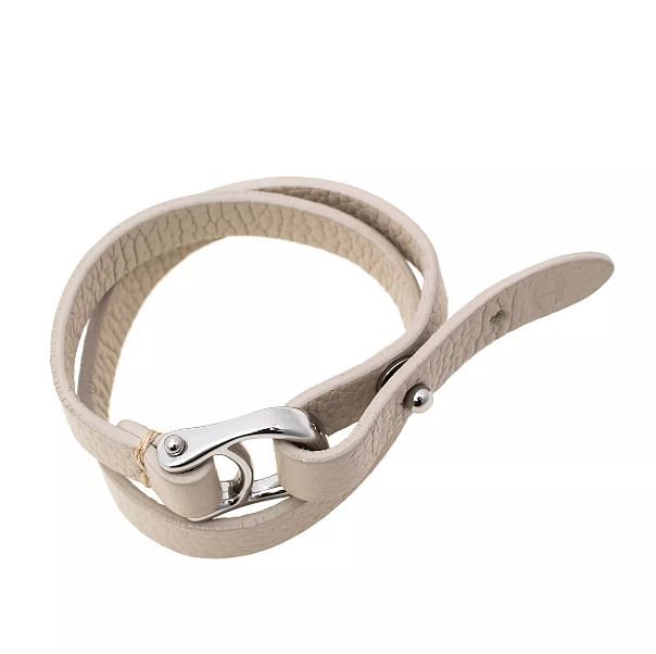 Aigner Leather Double Tour Logo Bracelet - Off White