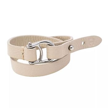 Aigner Leather Double Tour Logo Bracelet - Off White