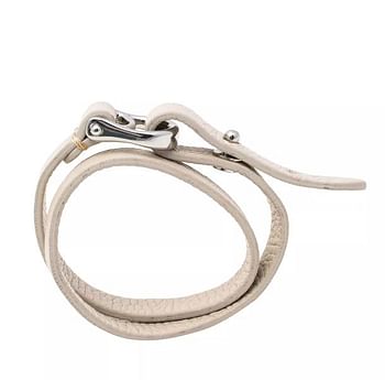 Aigner Leather Double Tour Logo Bracelet - Off White