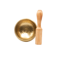 Authentic Himalayan Singing Bowl Single Set Handcrafted in Nepal Includes Traditional Wooden Striker Ideal for Healing, Mindfulness, Meditation, and Yoga 255 Grams - Golden