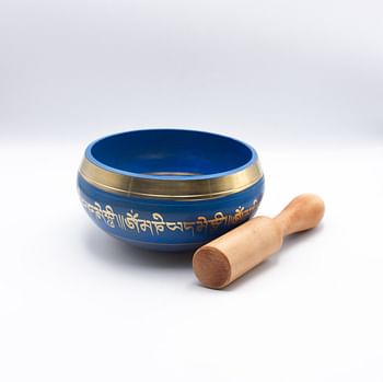 Authentic Himalayan Singing Bowl Single Set Vibrant Design Handcrafted in Nepal Small Includes Traditional Wooden Striker Ideal for Healing, Mindfulness, Meditation, and Yoga 191 Grams -Teal