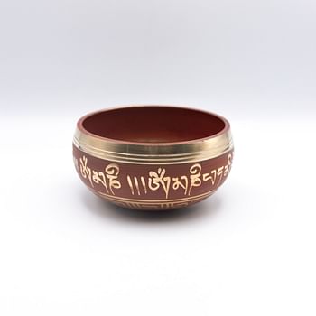 Authentic Himalayan Singing Bowl Single Set Vibrant Red Design Handcrafted in Nepal Small Includes Traditional Wooden Striker Ideal for Healing, Mindfulness, Meditation, and Yoga 193 Grams - Red