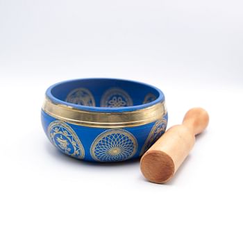 Authentic Himalayan Singing Bowl Single Set Vibrant Design Handcrafted in Nepal Small Includes Traditional Wooden Striker Ideal for Healing, Mindfulness, Meditation, and Yoga 191 Grams -Teal