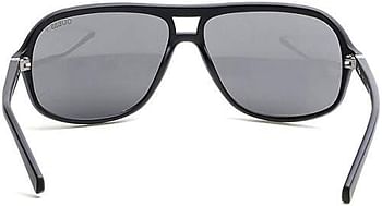 Guess Men's Aviator Matte Full Rim Polarized Sunglasses - GU6877 02D -64 -13 -140 - Black/Grey