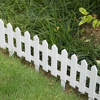 Gardenised QI004109.6 Decorative Garden Ornamental Edging Border Lawn Picket Fence Landscape Path Panels, Pack of 6, White