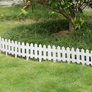 Gardenised QI004109.6 Decorative Garden Ornamental Edging Border Lawn Picket Fence Landscape Path Panels, Pack of 6, White