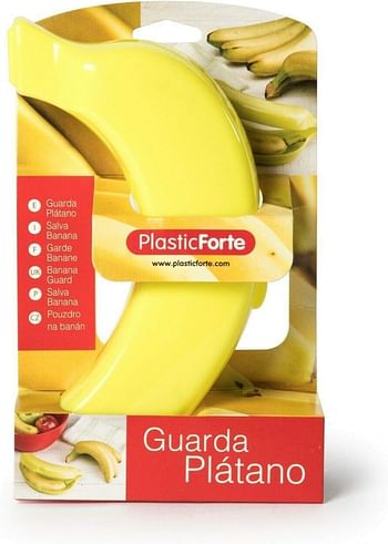 Plasticforte Yellow Plastic Banana Guard – BPA Free Banana Saver, Made in Spain, Dimensions: 5 x 13 x 20.5cm