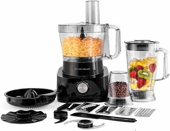 Hamilton Beach Food Processor 1000W 3.5L bowl and 11 attachments blender citrus juicer grinder mill chopper and more to knead dough emulsify French fry slice and grate FP1012-ME