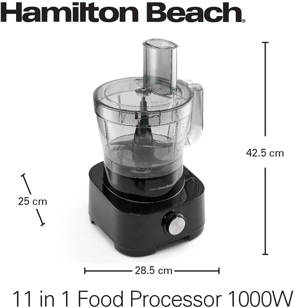 Hamilton Beach Food Processor 1000W 3.5L bowl and 11 attachments blender citrus juicer grinder mill chopper and more to knead dough emulsify French fry slice and grate FP1012-ME