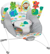 Bright Starts Playful Paradise Comfy Baby Bouncer Seat with Soothing Vibration and Toys for Unisex, 0-6 Months