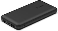 Belkin 10000mAh portable power bank, 10K USB-C portable charger with 1 USB-C port and 2 USB-A ports, battery pack for up to 15W charging for iPhone, Samsung Galaxy, AirPods, iPad – Black