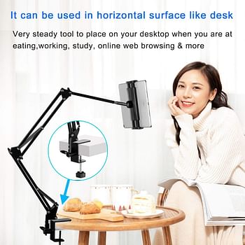 Tablet Stand Adjustable,Foldable Tablet Stand for Bed,Aluminum Universal Flexible Tablet Holder with 360 Degree Rotation for iPad/iPhoneX/iPad Pro/N-Switch,or Other 4.5~12.9 Inches Devices (Black)