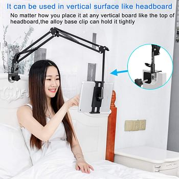 Tablet Stand Adjustable,Foldable Tablet Stand for Bed,Aluminum Universal Flexible Tablet Holder with 360 Degree Rotation for iPad/iPhoneX/iPad Pro/N-Switch,or Other 4.5~12.9 Inches Devices (Black)