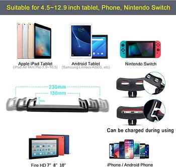 Tablet Stand Adjustable,Foldable Tablet Stand for Bed,Aluminum Universal Flexible Tablet Holder with 360 Degree Rotation for iPad/iPhoneX/iPad Pro/N-Switch,or Other 4.5~12.9 Inches Devices (Black)