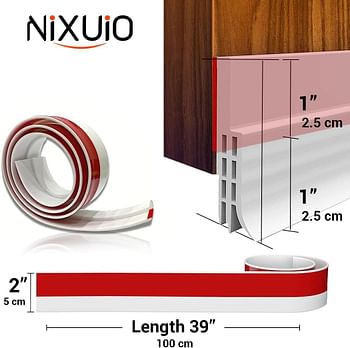 NIXUIO Door Bottom Draft Seal Strip Self Adhesive, Under Door Draft Stoppers for Noise Proof, Patio, Dust, Door Insulation Energy Saving - Grey