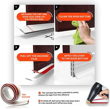 NIXUIO Door Bottom Draft Seal Strip Self Adhesive, Under Door Draft Stoppers for Noise Proof, Patio, Dust, Door Insulation Energy Saving - Grey